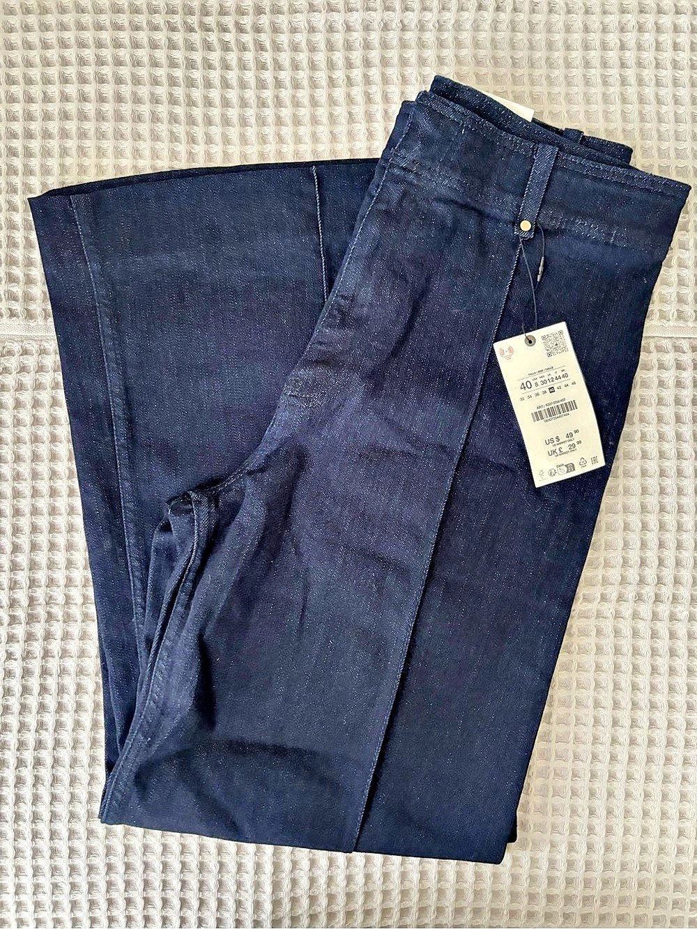 Zara The Tailored Wide Leg Wide Leg Jeans in Blue NWT
